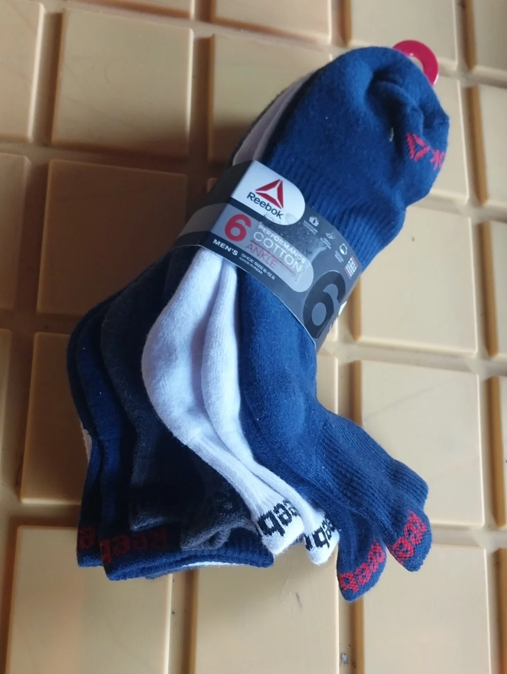 Reebok Men's Athletic No-Show Socks - Navy, White, Gray (6-Pack)